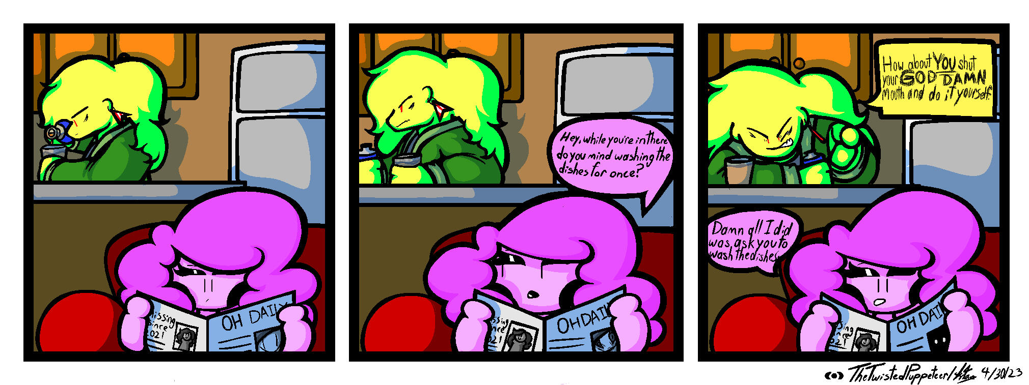 Webcomic: Dishes. Date: Apr 30th, 2023