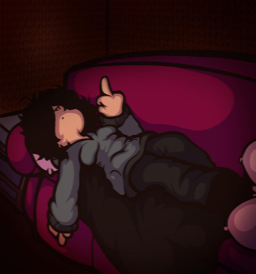 Lucia crashing on Andrew's couch. Date: Oct 21st, 2023